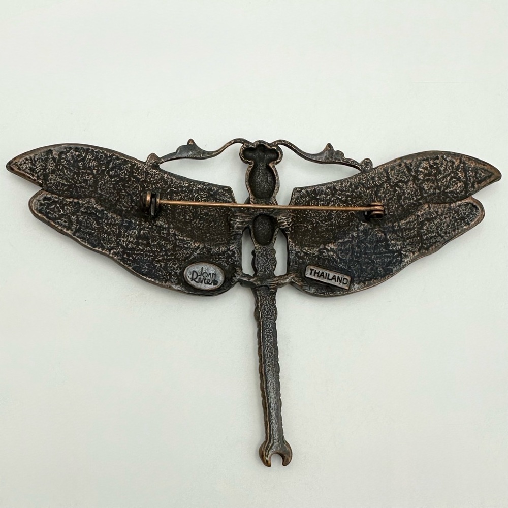 Joan Rivers LARGE Enamel Rhinestone Dragonfly Brooch Pin - Picture 4 of 7